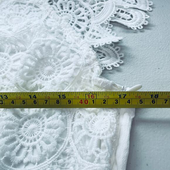 Maurices White Lace Overlay Short Sleeve Fit & Flared Lined Dress 9/10 Jr - Picture 8 of 13